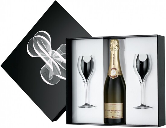 In the photo image Louis Roederer Brut Premier Grafika Gift Set with 2 glasses
