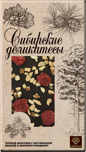 Шоколад Libertad, Siberian Delicacies Dark Chocolate with Cherry and Almonds, 100 г