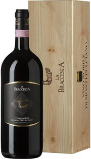 In the photo image La Braccesca, Vino Nobile di Montepulciano DOCG, 2017, wooden box, 1.5 L