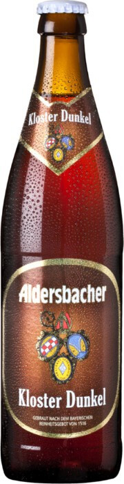 На фото изображение Aldersbacher Kloster Dunkel, 0.5 L (Альдерсбахер Клостер Дункель объемом 0.5 литра)