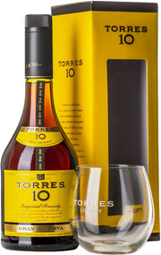Torres 10 Gran Reserva, gift box with glass, 0.5 л
