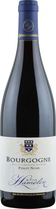 На фото изображение Domaine Hamelin, Pinot Noir Bourgogne AOC, 0.75 L (Домен Амелен, Бургонь Пино Нуар объемом 0.75 литра)