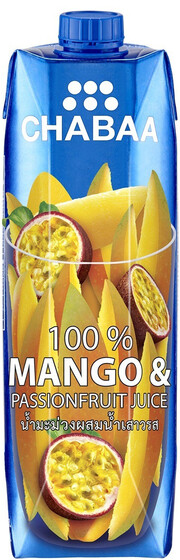 На фото изображение CHABAA, Mango & Passion Fruit Juice, 1 L (ЧАБАА, Сок Манго и Маракуйя объемом 1 литр)