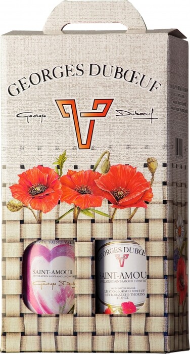 На фото изображение Georges Duboeuf, Saint-Amour & Saint-Amour Saint-Valentin, gift box (Джордж Дюбеф, Сент-Амур & Сент-Амур Сент-Валентэн, в подарочной коробке)