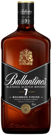 На фото изображение Ballantines Bourbon Finish 7 Years Old, 0.7 L (Баллантайнс Бурбон Финиш 7-летний в бутылках объемом 0.7 литра)