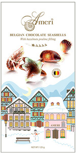 Ameri Belgian Chocolate Seashells, blue christmas box, 125 г
