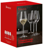 На фото изображение Spiegelau, Style Champagne Glass, set of 4 pcs, 0.31 L (Шпигелау, Стайл Бокал для Шампанского, набор из 4 шт. объемом 0.31 литра)