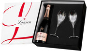 Lanson, Rose Label Brut Rose, gift box with 2 glasses