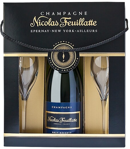 In the photo image Nicolas Feuillatte, Brut Reserve Particuliere, Coffret with 2 Glasses