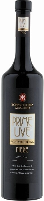 На фото изображение Bonaventura Maschio, Prime Uve Nere Acquavite dUva, 0.7 L (Бонавентура Маскито, Приме Ува Нере Аквавите ДУва объемом 0.7 литра)