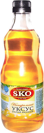 На фото изображение SKO Natural White Wine Vinegar, 0.5 L (СКО Натуральный Белый Винный Уксус объемом 0.5 литра)