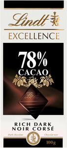 Шоколад Lindt, Excellence Dark Chocolate, 78% cocoa, 100 г