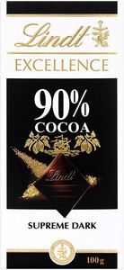 Шоколад Lindt, Excellence Dark Chocolate, 90% cocoa, 100 г