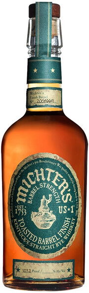 На фото изображение Michters US*1 Toasted Barrel Rye, 0.7 L (Миктерс ЮС*1 Тоустед Бэррел Рай в бутылках объемом 0.7 литра)