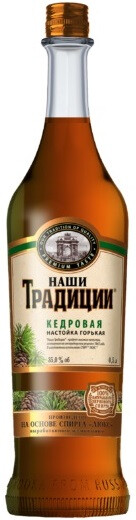 На фото изображение Наши Традиции Кедровая, настойка горькая, объемом 0.5 литра (Nashi Tradicii Cedar, Bitter 0.5 L)