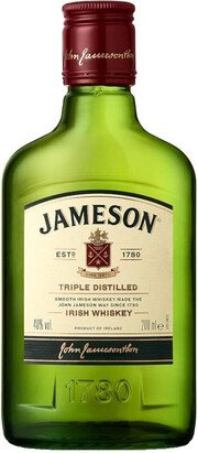 На фото изображение Jameson, 0.2 L (Джемесон в маленьких бутылках объемом 0.2 литра)