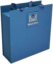 Case on Clips. Magnet Gift Box for 1 Bottle and 2 Glasses, dark blue