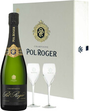Pol Roger, Brut Vintage, 2013, gift set with 2 glasses