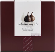 На фото изображение На фото изображение La Higuera, Rabitos Royale Collection, Figs in Chocolate, 24 pieces, 425 г (Рабитос Рояль Коллексьон, инжир в шоколаде, 24 штуки весом 425 грамм)