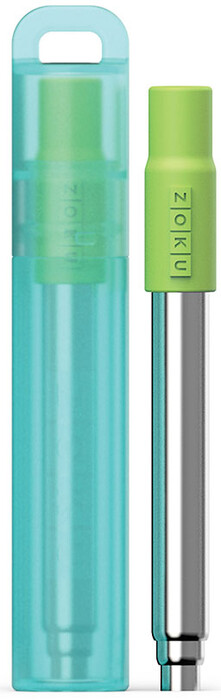 На фото изображение На фото изображение Zoku, Pocket Straw Bundle, Green (Зоку, Соломинка в Футляре, Зеленая)