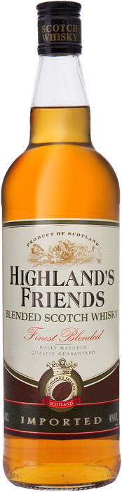 На фото изображение Highlands Friends Blended, 0.7 L (Хайлендс Фрэндс Купажированный в бутылках объемом 0.7 литра)