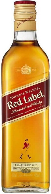 На фото изображение Red Label, 0.2 L (Джонни Уокер, Рэд Лейбл в маленьких бутылках объемом 0.2 литра)