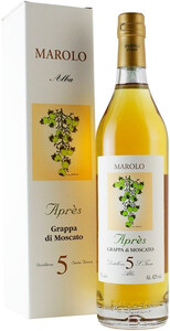 Граппа Distilleria Marolo, Apres Grappa di Moscato, gift box, 0.7 л
