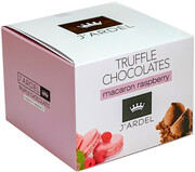 На фото изображение На фото изображение JArdel, Truffle Chocolates Macaron Raspberry, 100 г (Жардель, Трюфели с Печеньем Макарон с Малиной весом 100 грамм)
