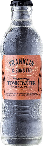 На фото изображение Franklin & Sons, Rosemary with Black Olive Tonic, 0.2 L (Франклин & Санс, Розмарин с Черной Оливкой Тоник объемом 0.2 литра)