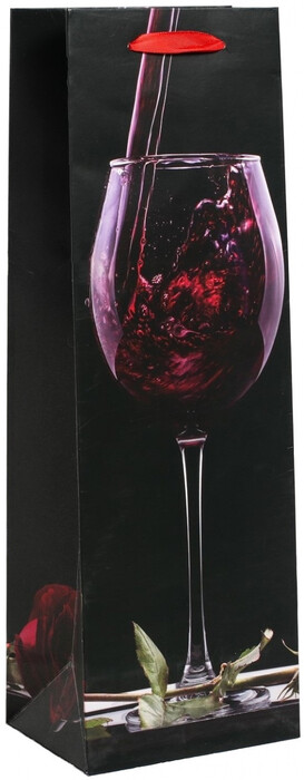 На фото изображение На фото изображение Bag for 1 bottle of wine, Wine Glass (Пакет на 1 бутылку вина, Бокал (Черный))
