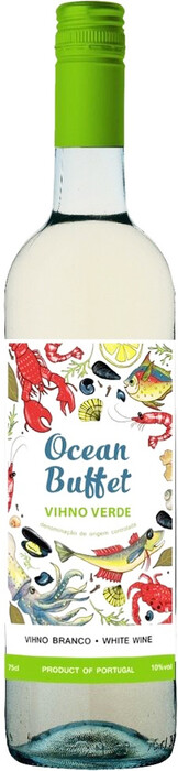 На фото изображение Ocean Buffet Vinho Verde Branco DOC, 2020, 0.75 L (Оушн Буффе Белое, 2020 объемом 0.75 литра)