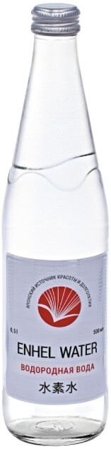 На фото изображение Enhel Water H2 Still, Glass, 0.5 L (Энхель Воте Водородная Негазированная, в стеклянной бутылке объемом 0.5 литра)