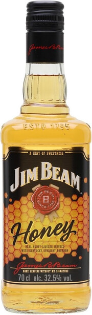 На фото изображение Jim Beam, Honey (32,5%), 0.7 L (Джим Бим, Хани (32,5%) в бутылках объемом 0.7 литра)