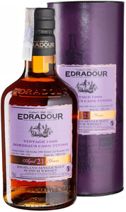 Виски Edradour 21 Years Old, Bordeaux Cask Finish, 1999, in tube, 0.7 л
