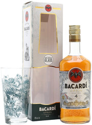 Bacardi Anejo Cuatro, gift box with glass, 0.7 L