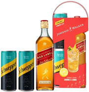 Виски Johnnie Walker Red Label, gift box with 2 Schweppes Bitter Lemon, 0.7 л