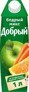Добрый Бодрый микс (Апельсин-Яблоко-Персик-Морковь), нектар, 1 л