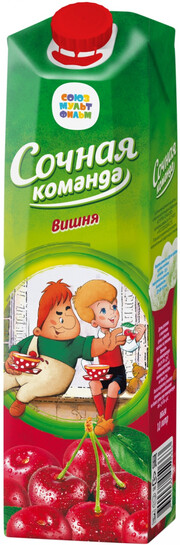 На фото изображение Sochnaya Komanda Cherry, 1 L (Сочная Команда Вишня объемом 1 литр)