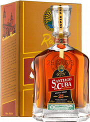In the photo image Santiago de Cuba, Extra Anejo, 25 years old, gift box, 0.7 L