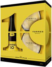 Винный набор Torres 10 Gran Reserva, gift box with 2 glasses
