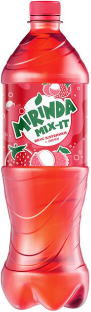 На фото изображение Миринда Микс-ит Клубника-Личи, ПЭТ, объемом 1 литр (Mirinda Mix-it Strawberry-Lychee, PET 1 L)