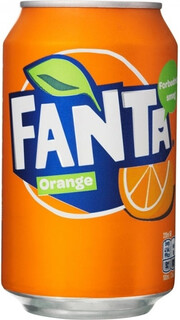 На фото изображение Fanta Orange (Germany), in can, 0.33 L (Фанта Апельсин (Германия), в жестяной банке объемом 0.33 литра)