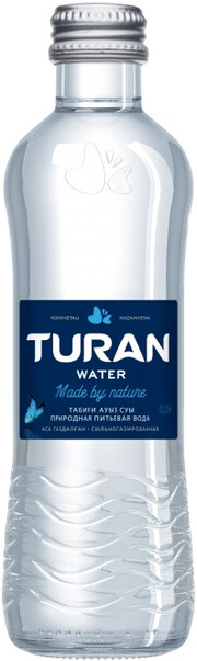 На фото изображение Turan Sparkling, Glass, 0.25 L (Туран Газированная, в стеклянной бутылке объемом 0.25 литра)