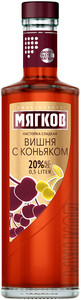 Ликер Мягков Вишня с Коньяком, настойка сладкая, 0.5 л