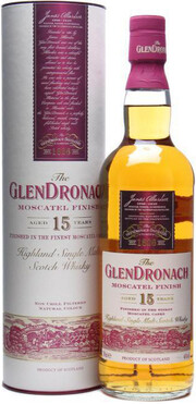 In the photo image Glendronach Moscatel Finish 15 years old, in tube, 0.7 L