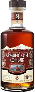 Мердзаванский Коньячный Завод, Армянский Коньяк 3-летний, круглая бутылка, 0.5 л