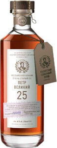 Kizlyar cognac distillery, Pyotr Velikij 25 Years Old, with muzzle, 0.5 L