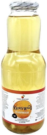 На фото изображение Gardens of Arargats Apricot Compote, Glass, 1 L (Сады Арагаца Компот из Абрикоса, в стеклянной бутылке объемом 1 литр)