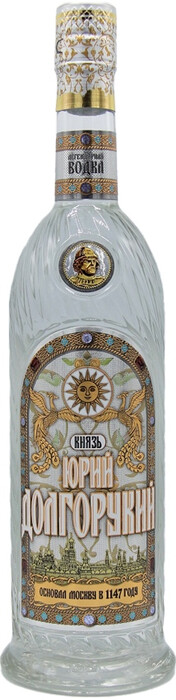 На фото изображение Водка Юрий Долгорукий, объемом 0.5 литра (Vodka Yuri Dolgorukij 0.5 L)