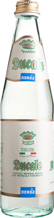 На фото изображение Ducale, Sparkling, White Glass, 0.5 L (Дукале, газированная, в белой стеклянной бутылке объемом 0.5 литра)